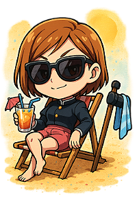 ✨🌴 Nobara na Praia – Jujutsu Kaisen | Camisa Anime Chibi