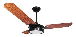 Ventilador De Teto Ventex Valen Led Preto Com 3 Pás Cor  Mogno De  Mdf, 1.1 m De Diâmetro 127 v