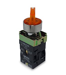 Chave Seletora Ilum 3P Metalica  XB2 -BK3565 Amarela 24V 22MM 2NA