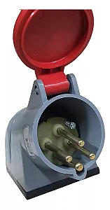 Tomada Sobrepor Neg Brasikon 3P+T 32A 380/440V 6H Vm Ip Steck SN4206