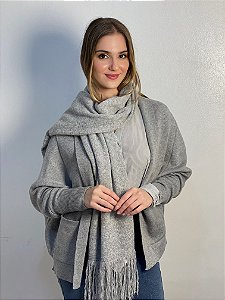 Pashmina Em Tricot Cinza