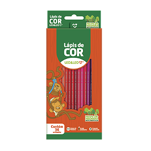 LÁPIS DE COR DE MADEIRA 36 CORES SEXTAVADO LEO&LEO