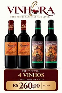 Kit com 4 vinhos Portugueses: Boa noite Lisboa Reserva e Reserva dos amigos