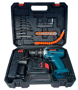 Parafusadeira Com Impacto 21v Com 2 Baterias + kit com 30 Acessórios (PRODUTO IMPORTADO)