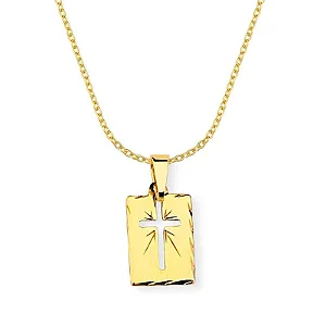 Corrente com Pingente Cruz Vazada Banhado a Ouro 18k Unisex