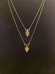 Escapulário com Pedra Navete Banhado a Ouro 18k - Unisex