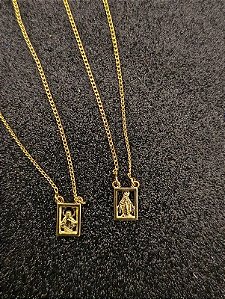 Escapulário Sagrado Coração de Jesus Banhado a Ouro 18k - Unisex