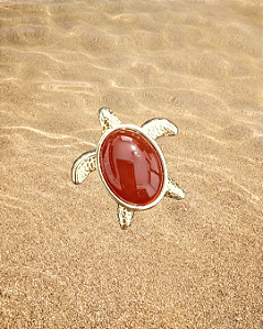 Pingente Tartaruga Marinha banhada a Ouro 18k - Pedras Naturais Agata Vermelha