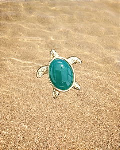 Pingente Tartaruga Marinha banhada a Ouro 18k - Pedras Naturais Agata Verde