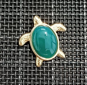 Pingente Tartaruga Marinha banhada a Ouro 18k - Pedras Naturais Agata Verde