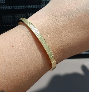 Bracelete Oração Pai Nosso em Aço Inox Dourado 4mm