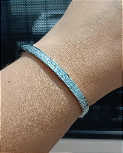 Bracelete Oração Ave Maria em Aço Inox Prateado 4mm