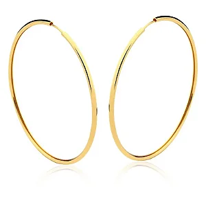 Brinco Argola Inteira Banhada a Ouro 18k - Tamanho M