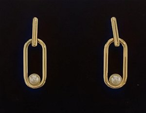Brinco Médio Perola Banhado a Ouro 18k