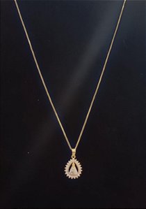 Corrente com Pingente Medalha de Nossa Senhora Aparecida Banhado a Ouro 18k