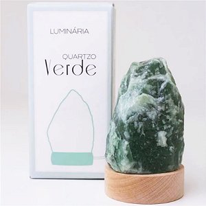 Luminária Pequena Pedra Quartzo Verde com Luz Branca