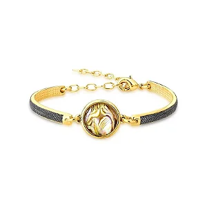 Pulseira de Abalone com Ródio Negro Banhada a ouro 18k com pedra natural