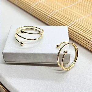 Anel Fio Bolinha Banhado em Ouro Amarelo