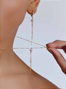 Conjunto Zirconia com Trevo e Franjas penduradas banhado a ouro