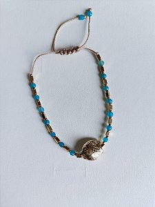 Pulseira Peixinho com canutilhos e bolinhas Banhada a ouro