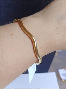 Bracelete Ondas do Mar Banhado a Ouro