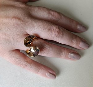 Anel Ondas do Mar banhado a ouro - Tamanho 24