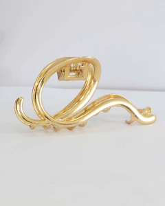 Presilha de Cabelo Encarolada Fosca - Banhado a Ouro