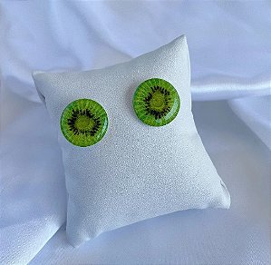 Brinco Botão Kiwi - Bijuteria