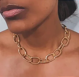 Colar Choker Elo Cadeado Grande - Bijuteria