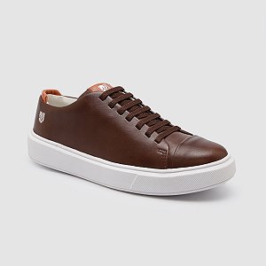 Tênis Casual Masculino Polo Vest – 100% Couro Legítimo - Cor Café