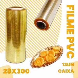 ROLO PLÁSTICO PVC FILME BOBINA ALIMENTOS (C/NF) 28X300 CX12U