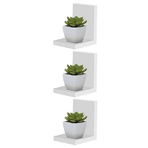 Kit 3 Prateleiras Buzios 15 X 12cm Branco