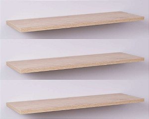 Kit com 3 Prateleiras 60 x 20cm Suporte Invisivel - Cor Carvalho Treviso (madeira clara)