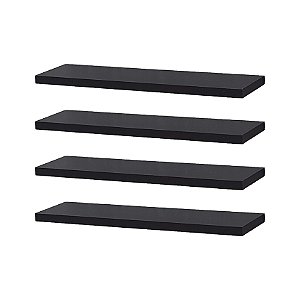 Kit 4 Prateleiras 40 x 20cm Preta Suporte Invisível