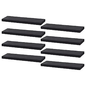 Kit 8 Prateleiras 40 x 15cm Preta Suporte Invisível