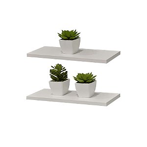 Kit 2 Prateleiras 40 x 15cm Branca Suporte Invisível