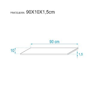 Kit 3 Prateleiras 90 x 10cm azul Suporte Invisível