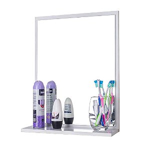 Espelho para Banheiro Boreal 46 x 35cm Branco com Prateleira