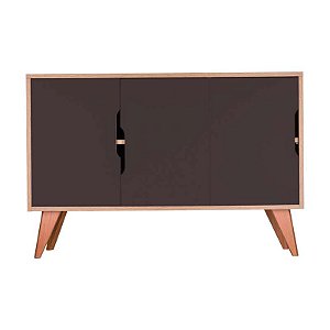 Buffet Aparador com 3 Portas Murano Carvalho e Grafite