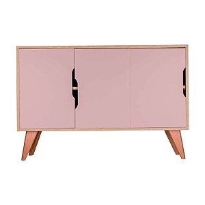 Buffet Aparador com 3 Portas Murano Carvalho e Rosa Claro