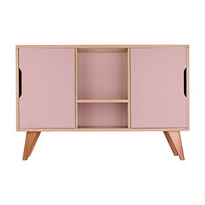 Balcão Buffet com 2 Portas Carvalho e Rosa Claro