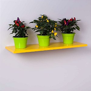 Prateleira Amarela 40 X 20cm Com Suporte Invisível