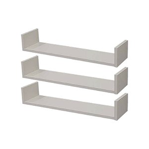 Kit 3 Prateleiras U 80 x 10cm Branca Suporte Invisível