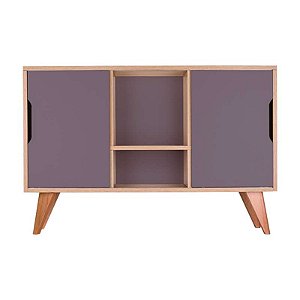Buffet Aparador com 2 Portas Murano Carvalho e Cinza Claro