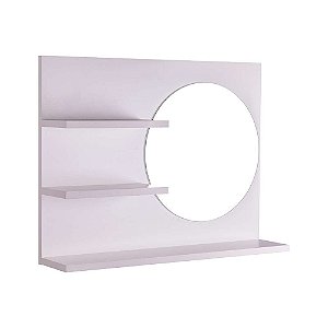 Armário Para Banheiro com Espelho Redondo Genova Branco 60 x 45cm