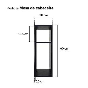 Conjunto Mesa De Cabeceira Pequena 20x20x60cm Preto Quarto Sala
