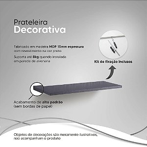 Prateleira 40 x 15cm Preto para Projetor Suporte Invisível