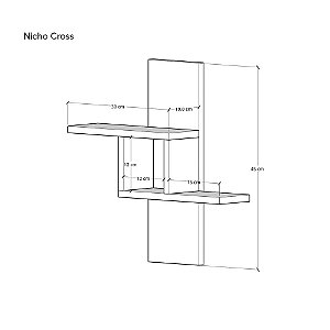 Nicho Decorativo Cross Freijó para Banheiro Lavabo