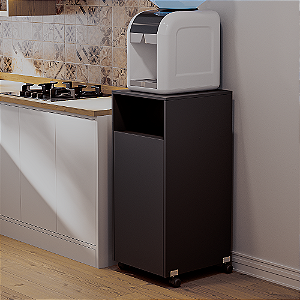 Armario Suporte Bujão de Gás para Cozinha Preto com Rodinhas