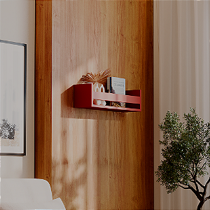 Prateleira Porta Objeto Vermelha 50 x 12cm Suporte Invisivel